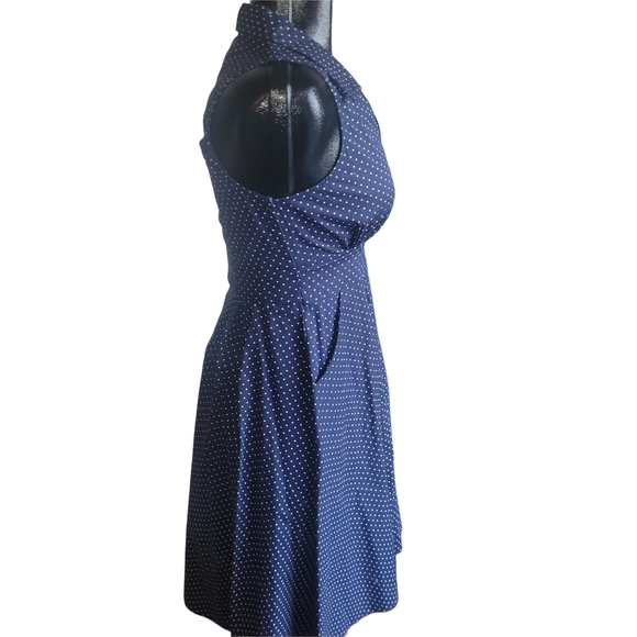 Bailey Blue Navy Polka Dot Sleeveless Retro Fit and Flare Dress S - Picture 4 of 7